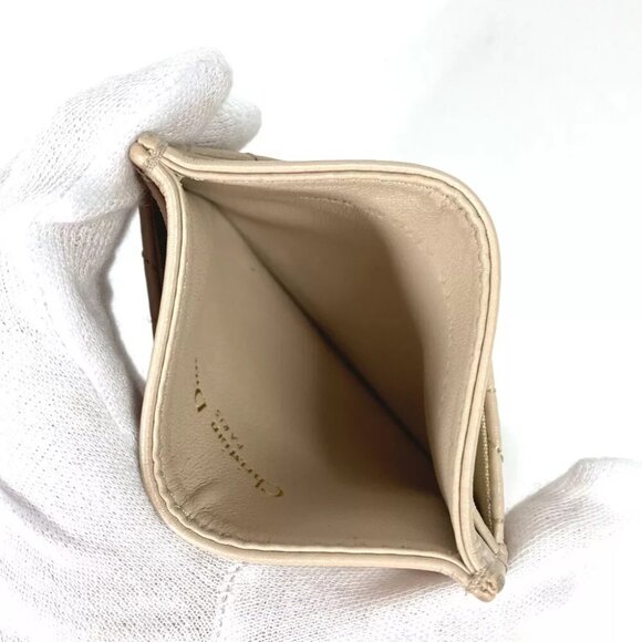 Dior Cannage CARO Business Card Holder Pass Case Card Case Leather Beige - Picture 8 of 11